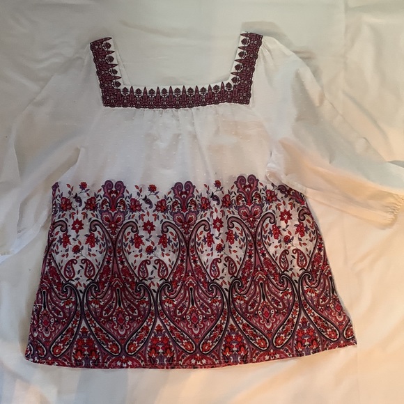 Charter Club Woman 100% Cotton Peasant Blouse - Picture 4 of 5